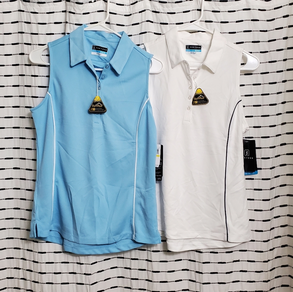 NWT PGA Tour Set of 2 Collared Golf Shirts Womens